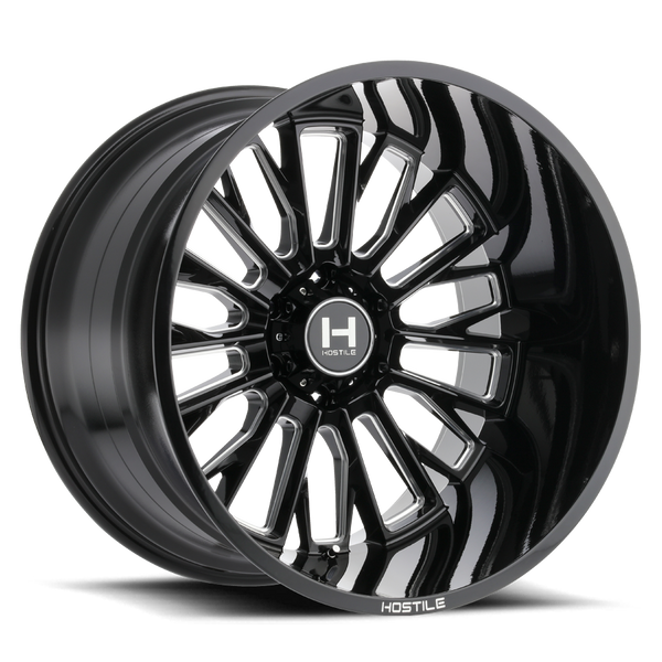 Hostile H114 Wheel 6lug Gloss Black Milled 22x14-1000