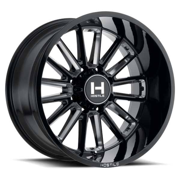 Hostile H115 Wheel 8lug Gloss Black Milled 22x12-1000